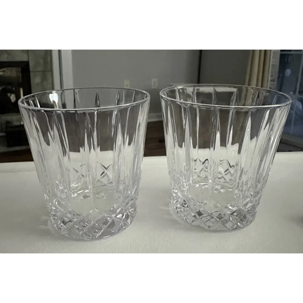 4 Wedgwood Crystal Double Old Fashioned Whiskey Rocks Glasses WWC4 Barware Vtg